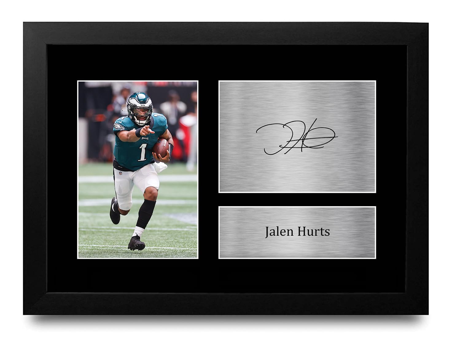 HWC Trading Jalen Hurts Philadelphia Eagles Gifts Printed Signed Autograph Picture for American Rules Football Memorabilia Fans - A4 Framed