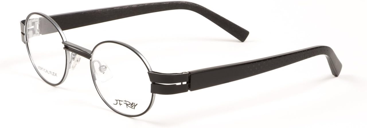 J.F. Rey Oval Vertical Flex Eyeglass Frames 44mm Black/Aluminum