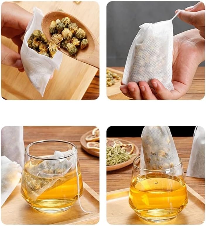 Miniatura 2 de Filtros de bolsa de té rellenables para té suelto, 300 unidades (grande, 2.4 x 3.1 in, blanco)