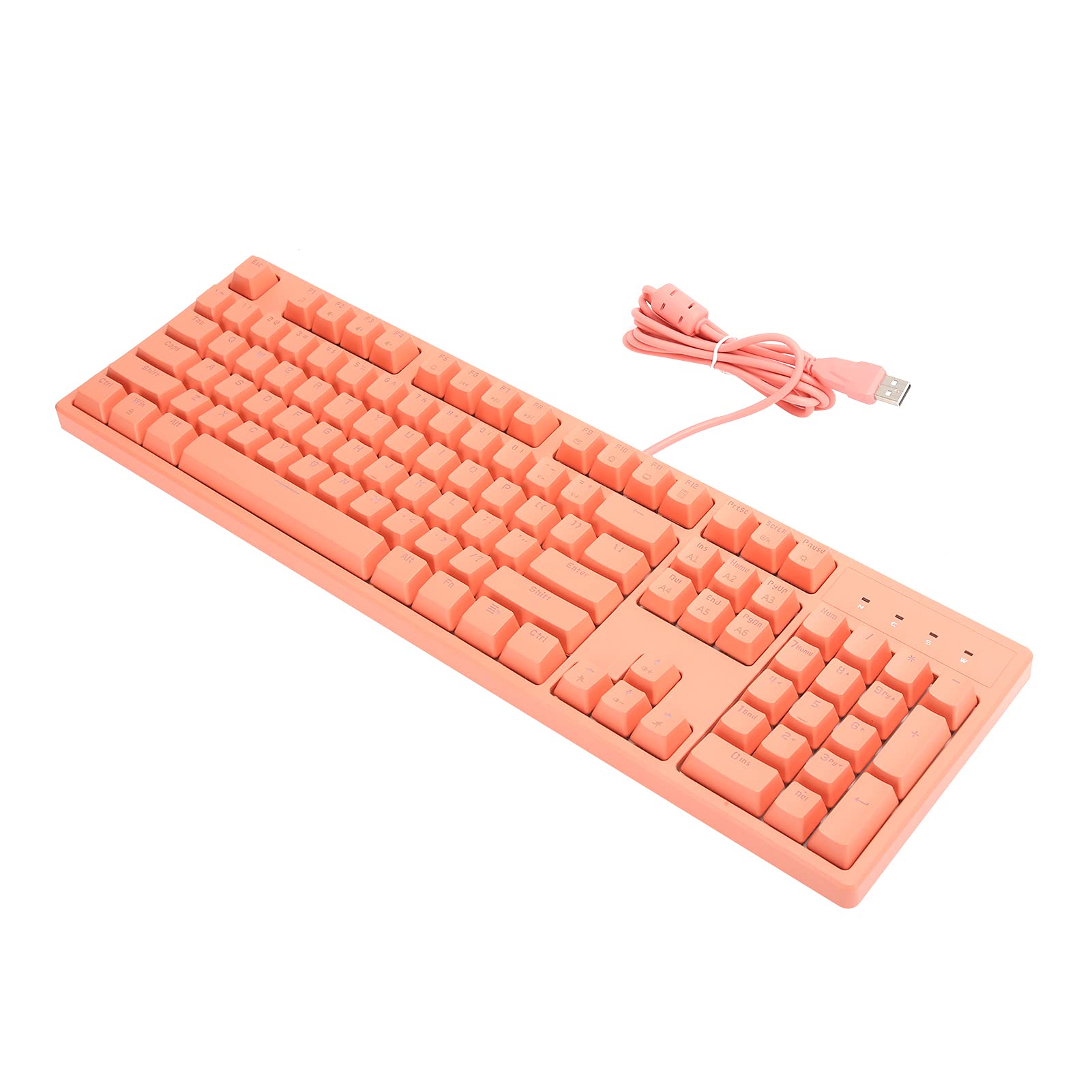 Klawiatura Mechaniczna RGB, 104 Klawisze, Podświetlana, Przewodowa Klawiatura do Gier, z 20 Efektami świetlnymi i ergonomiczną konstrukcją, do Komputera Stacjonarnego (Oś różowo-zielona)