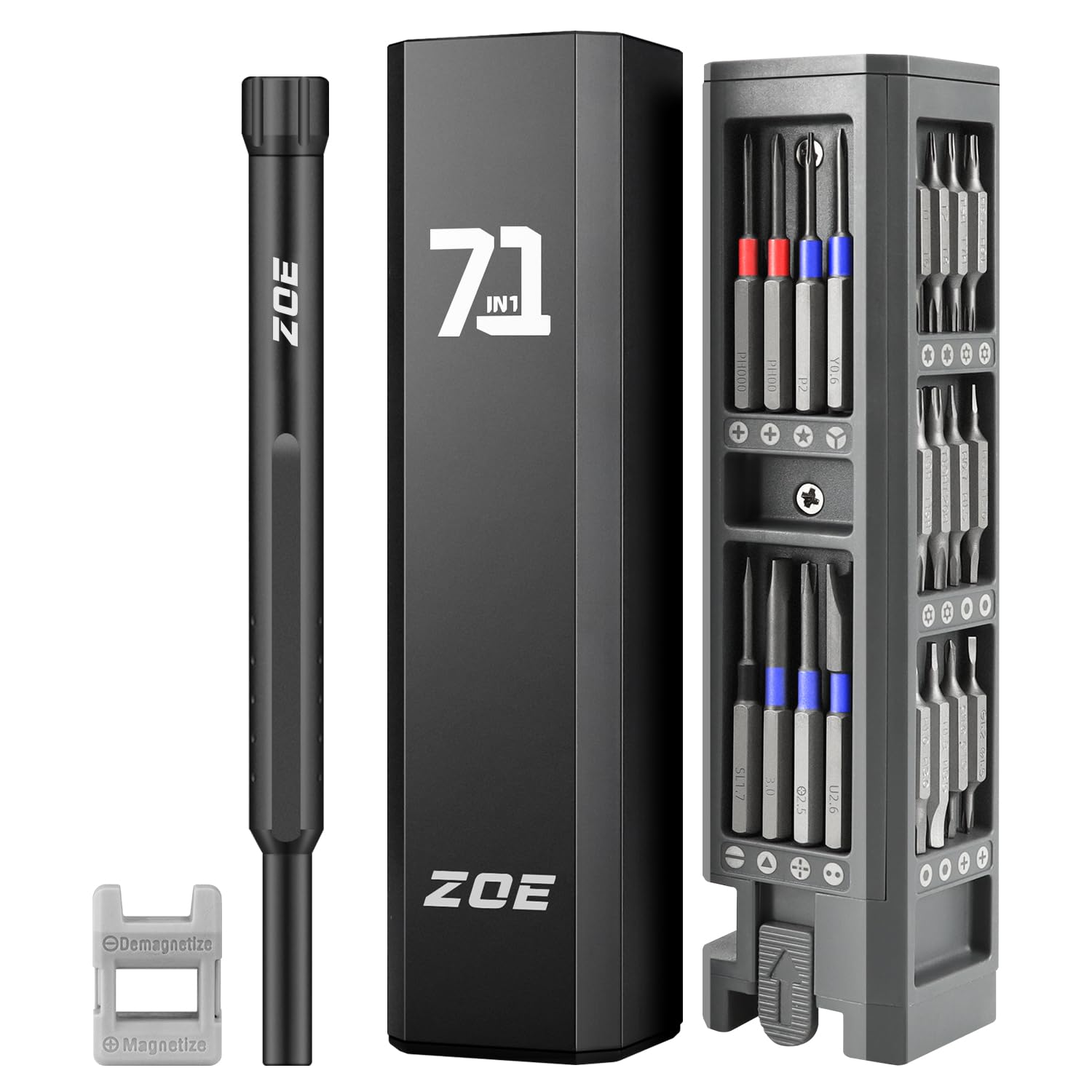 ZOE Precision screwdriver set,71 in 1 small screwdriver sets with case and magnetizer,Mini magnetic screwdriver set for Tablets,PC,phones,Watches,PS5,