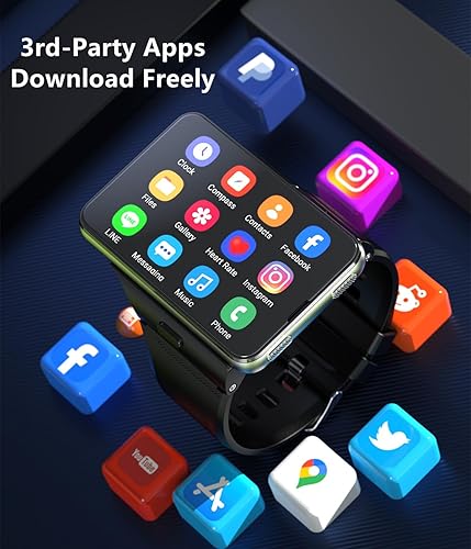 Miniatura 7 de Reloj inteligente Rainbuvvy para hombre, 4G, reloj inteligente para Android e iOS, pantalla táctil de 2.88 pulgadas, Android 11 OS, 64GB, rastreador