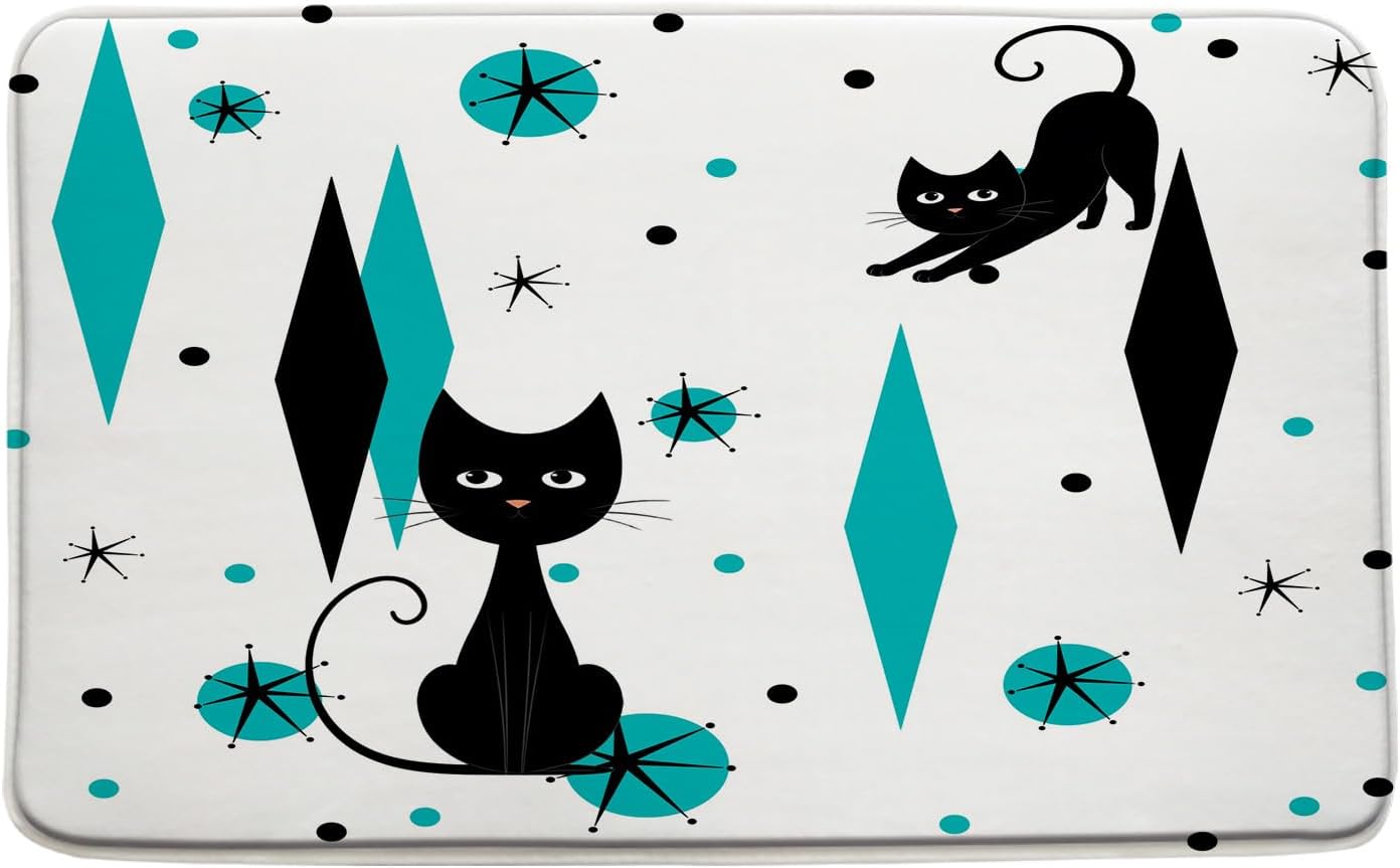 GCTNBJL 3 Piece Mid Century Atomic Cat Bath Mat Set for Bathroom image 3