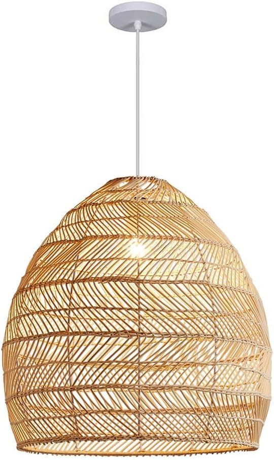 Suspension rotin anti-éblouissement lustre osier tressé main LED