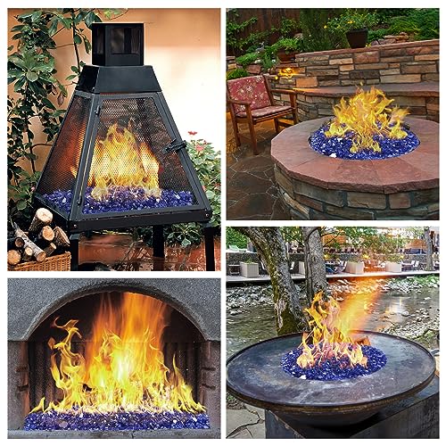 Lechloris 20Ib Fire Glass for Fire Pit - 1/2 inch Reflective Fire Glass Rocks for Propane and Gas Fireplace, Blue Firepit Glass with Inspiration Stone - Cobalt by Lechloris - Image 5