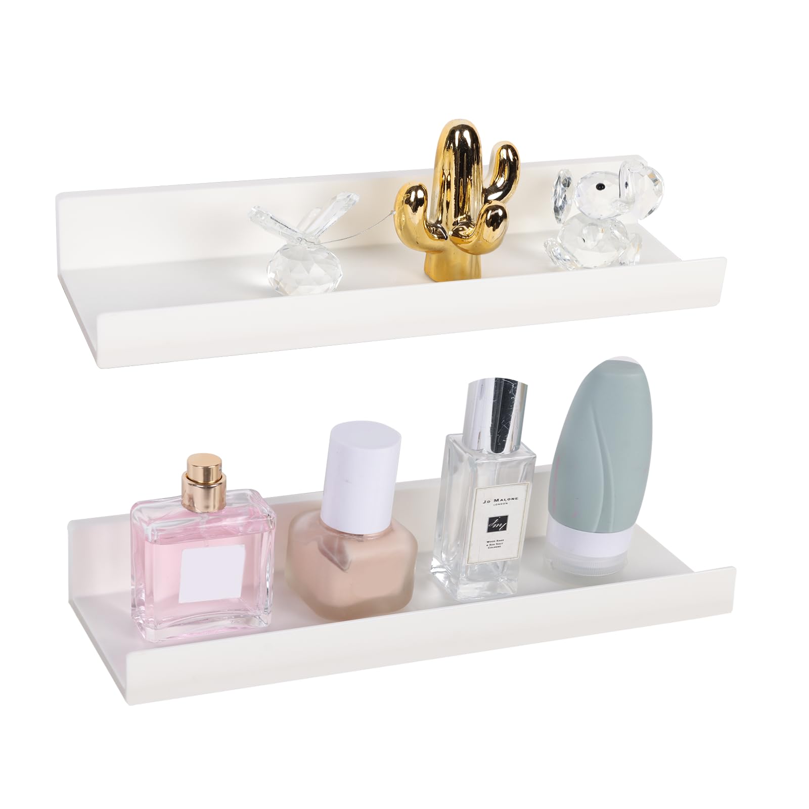 4 Mensole Adesive In Acrilico Bianco – 10,3x9,9x4,8 Cm, Ripiani Fluttuanti Senza Foratura, Per Cucina E Ufficio - 5