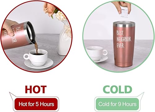 Miniatura 2 de Qtencas Best Neighbor Ever Gifts - Vaso de viaje aislado de acero inoxidable, regalos de Navidad para vecinos, regalos de despedida de inauguración
