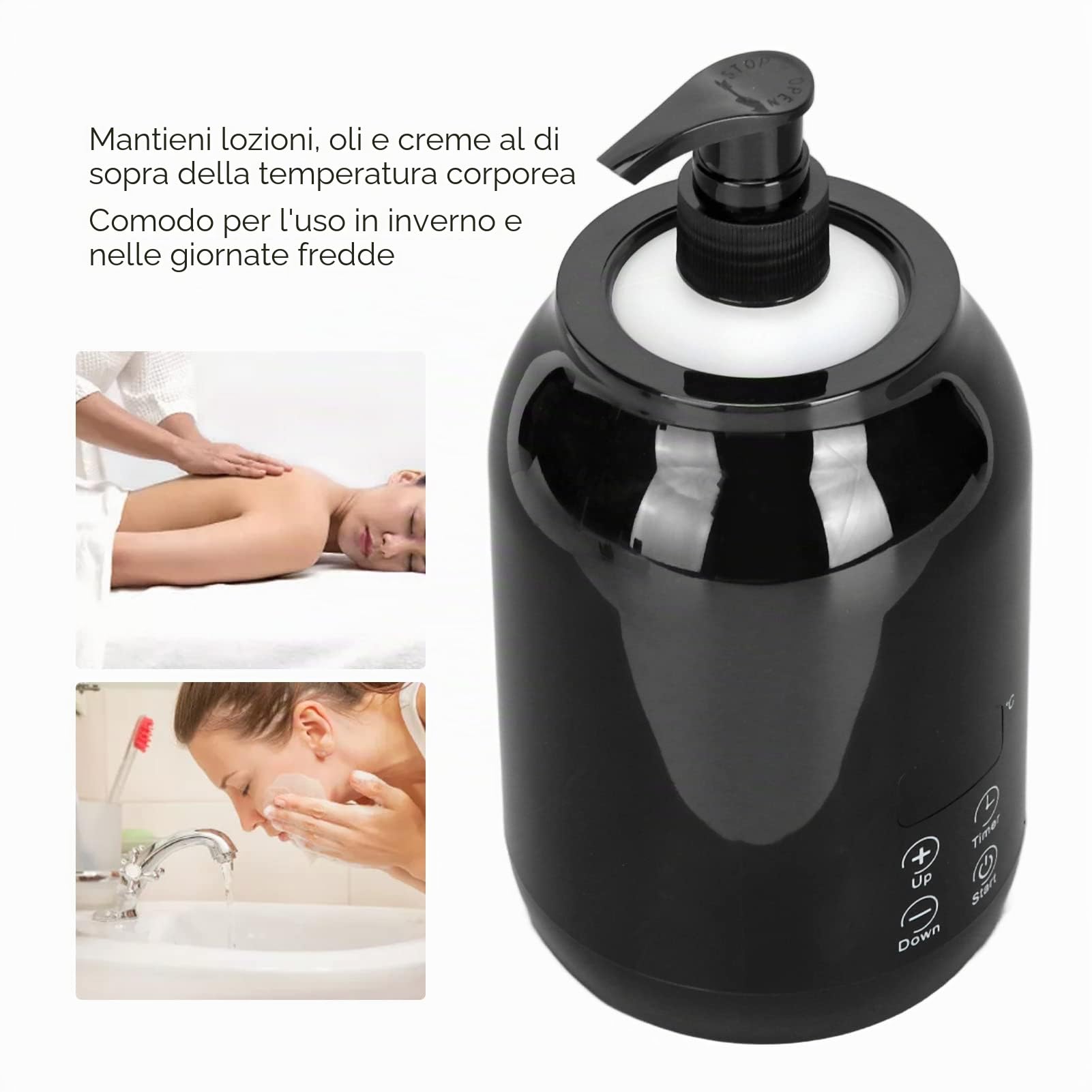 Scalda-Olio Essenziale, Scalda-Olio Massaggio, Regolazione della Temperatura del Display a LED, Scaldabiberon per Olio Massaggio Singolo, 110-240 V (Spina UE)