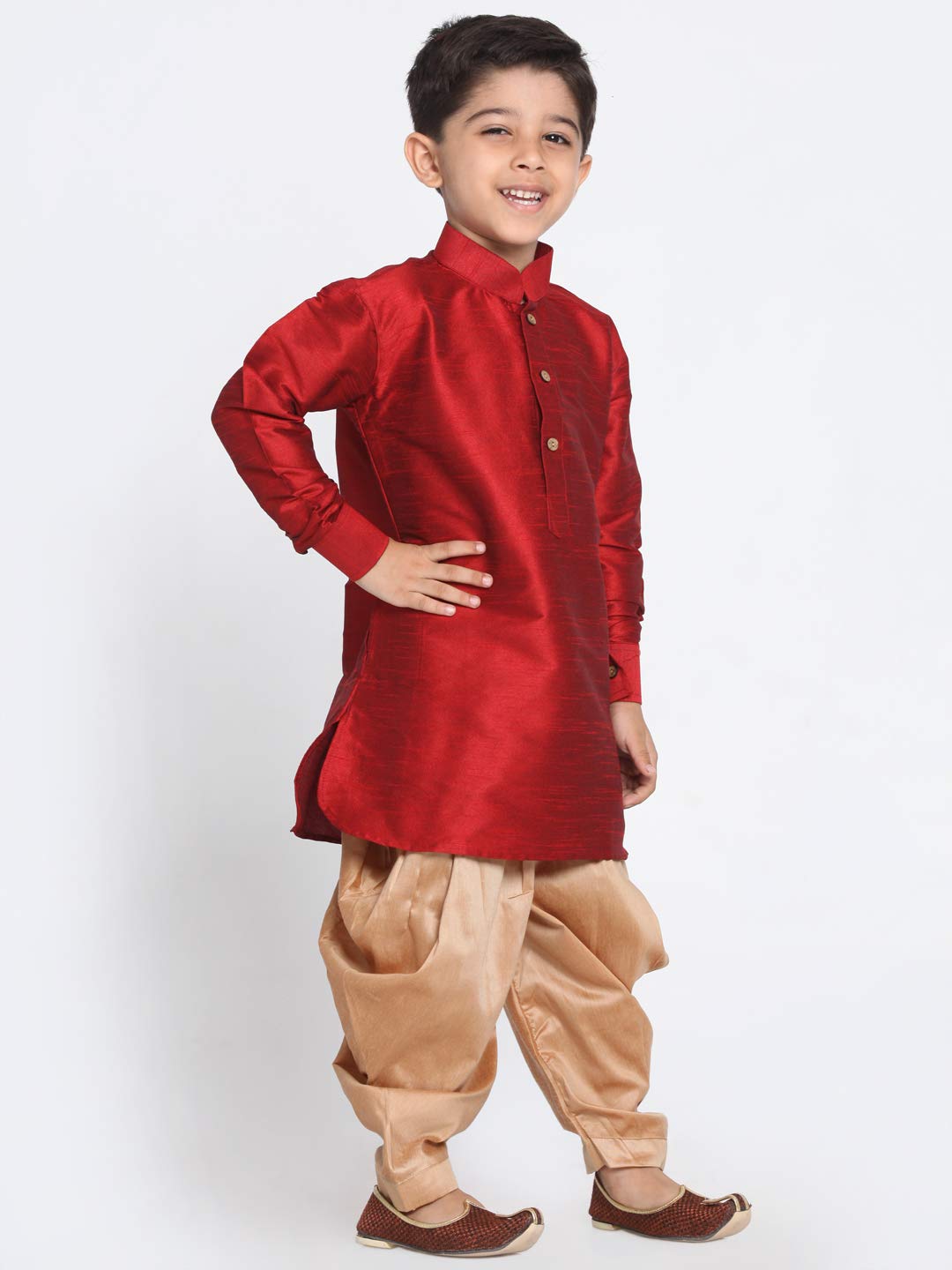 Vastramay Boys’ Pathani Style Kurta & Cowl Patiala Dhoti Pant Set – Traditional Festive Ethnic Wear - Image 2 thumbnail