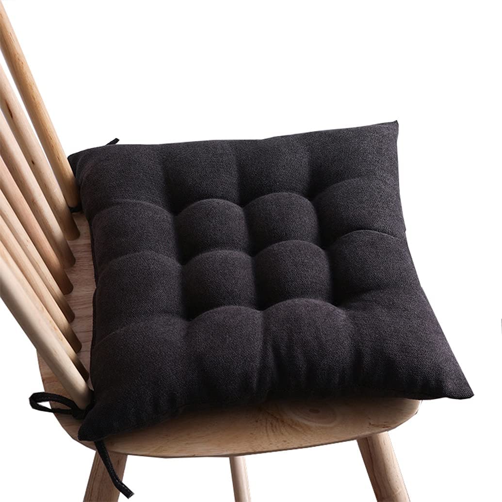 Coussin de Chaise Salle à Manger Lot de 2 Assises Carrées Confortables à Attaches