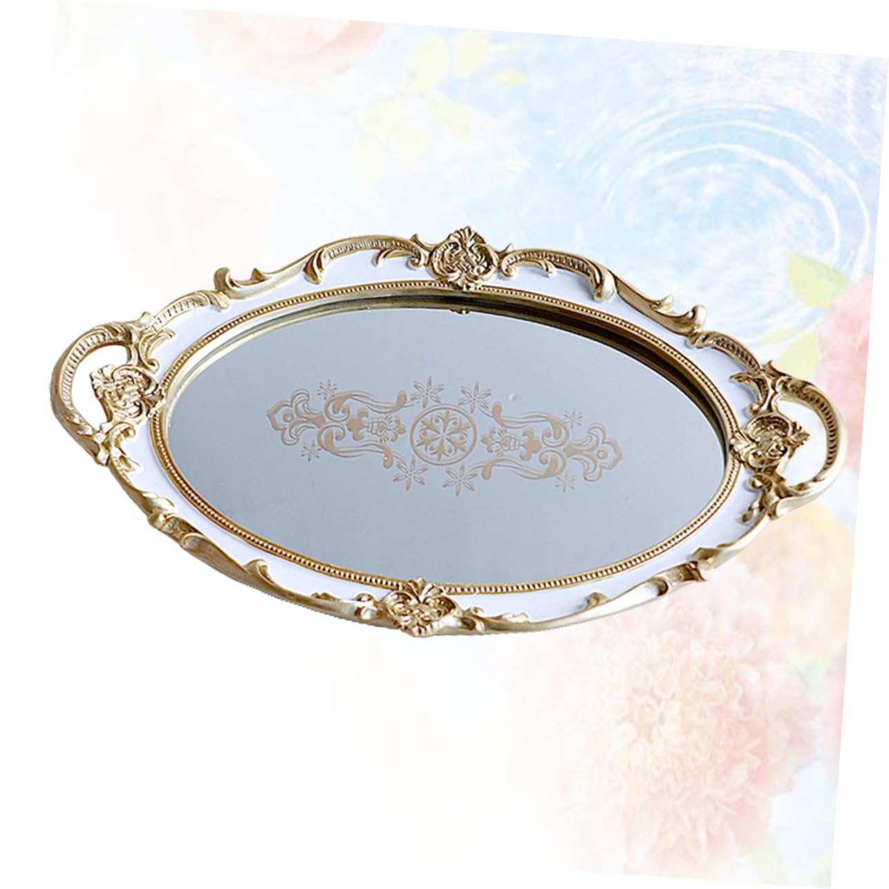 IMIKEYA vassoio ovale vassoio per piccoli oggetti porta profumo a specchio piatto di gioielli comodini bedside table mirror piatto per riporre la collana