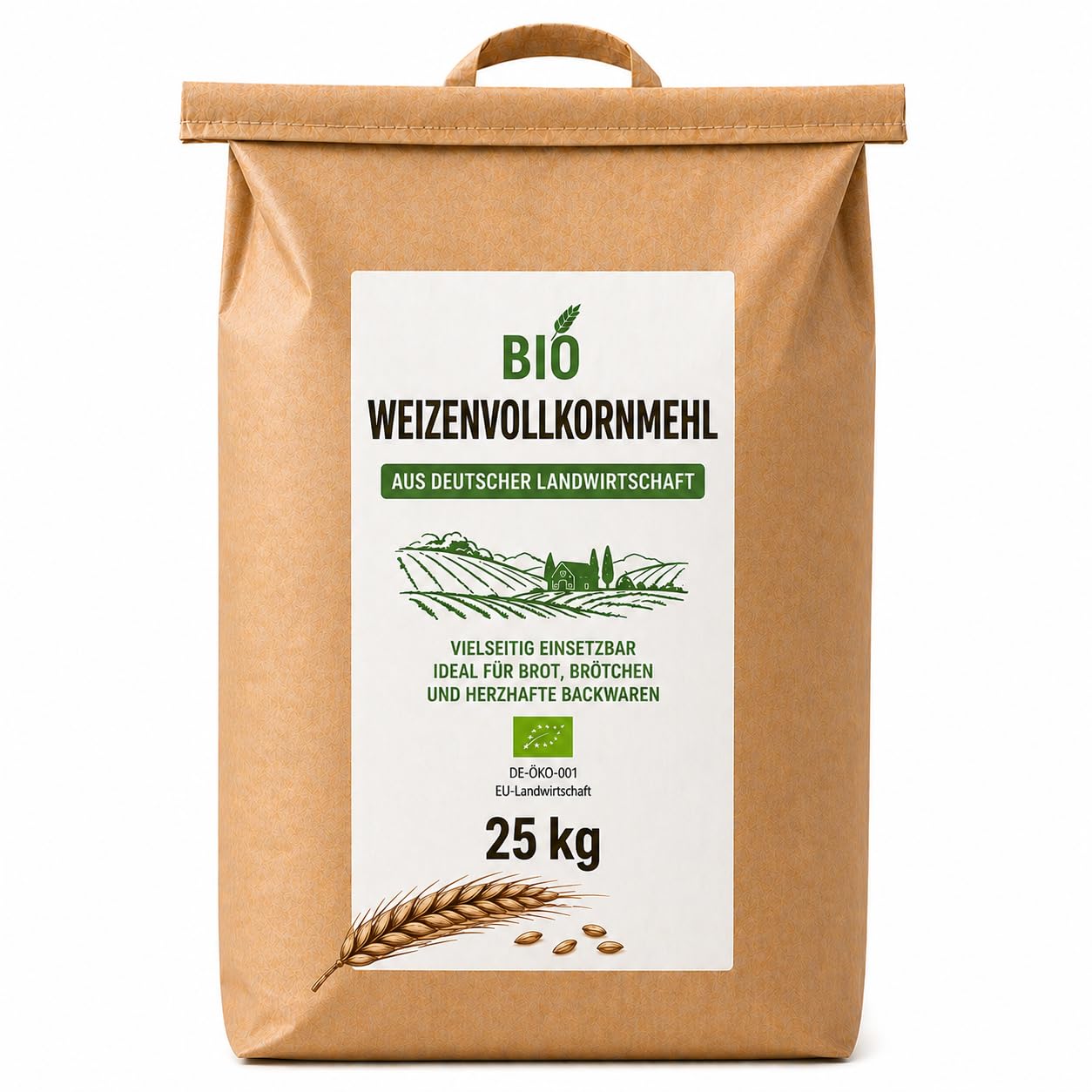 Bäckerei Spiegelhauer Bio Weizenvollkornmehl 25 kg I Weizenmehl vollkorn für Brot Brötchen Gebäck