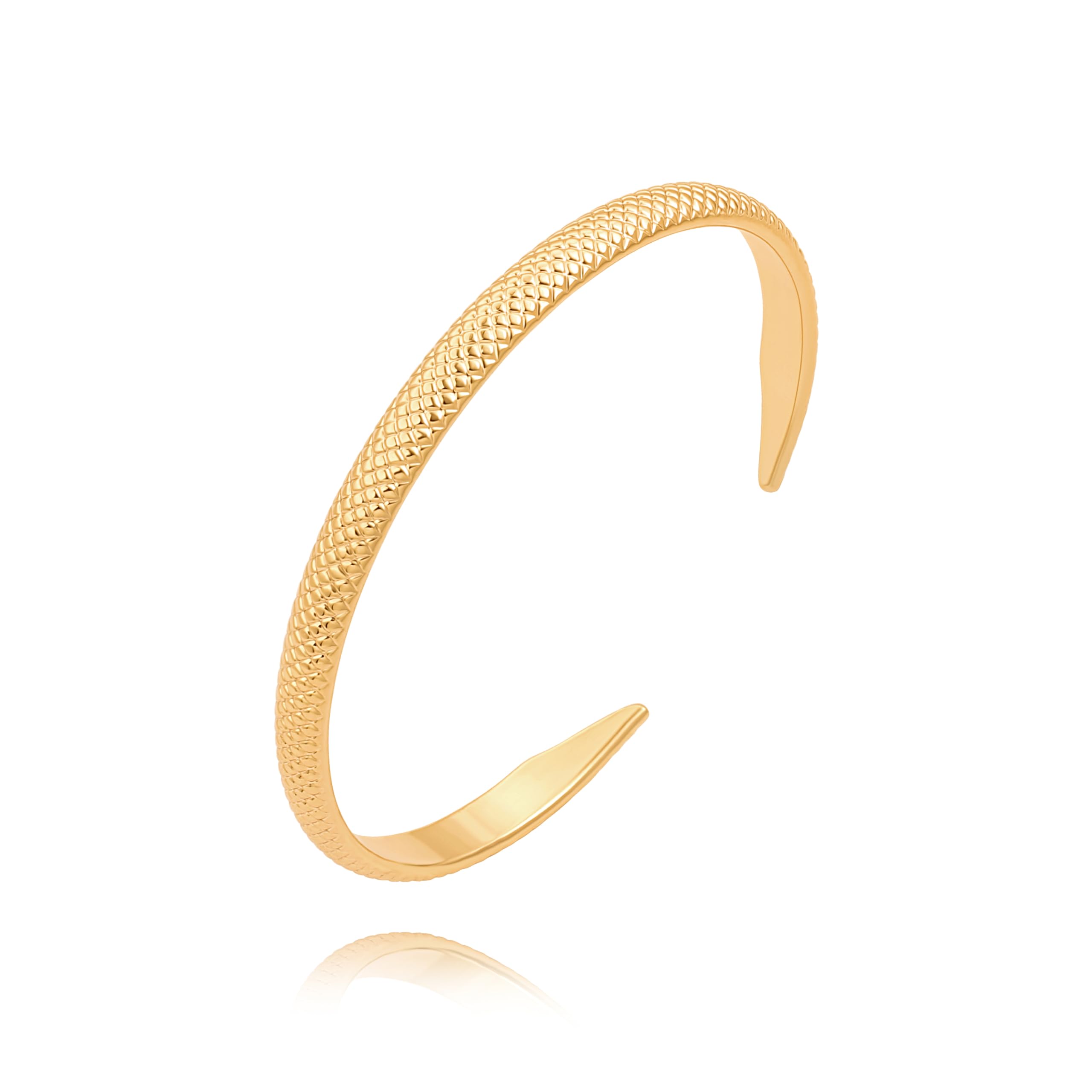 PERNNLA PEARLDainty Gold Bar Bracelet for Women Simple Delicate Thin Cuff Bangle Hook Bracelet 18K Gold Plated Handmade Minimalist Jewelry