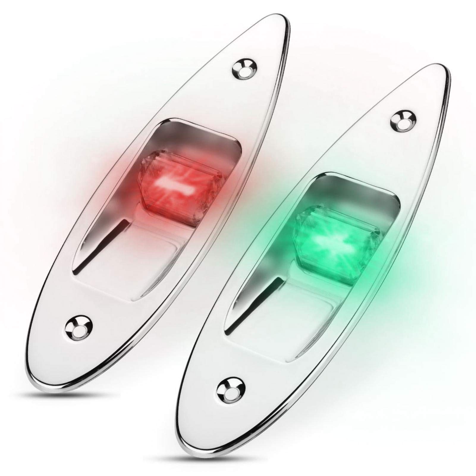 Luce di Navigazione a LED, 2 Pezzi 12V LED per Montaggio a Incasso Luce di Segnalazione di Navigazione per Prua Laterale per Barca Marina Yacht Verde/rosso
