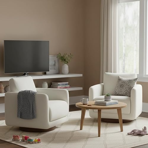 Miniatura 18 de Silla giratoria de acento redonda de barril con tapizado de tela de alto rendimiento para sala de estar, dormitorio, sala de espera, 2 cajas, color