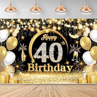 Striscione Buon Compleanno Nero 40 Anni 2,74m - Foto 7