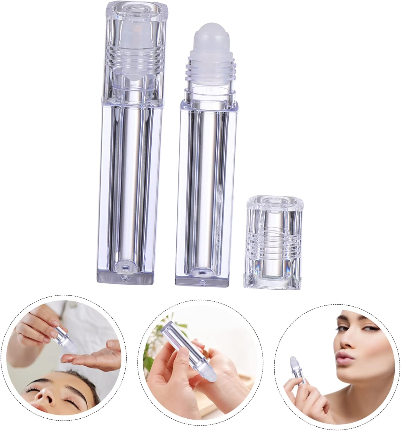 Square Plastic Roller Ball Bottles 10-Pack 6.5ML Refillable Containers for Lip Gloss and Essential Oils Travel-Friendly Roll-on Bottles