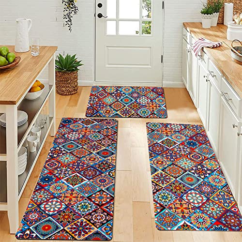 Melajia Kitchen Rugs Sets Of 3 Non Slip Washable With Rubber Backing Kitchen Mats Set For Floor Easy To Clean Low-Profile Runner Rug For Hallway Entryway Bathroom Laundry Room #TOP7