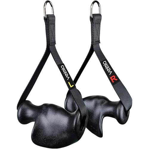 Ergonomic Gym Handles, Double D Row Handles, Cable Machine Handles for T-Row, Pullers, Resistance Bands, Gym Handles for Cables, Strength Trainers and Tricep Exercise Machine Attachments