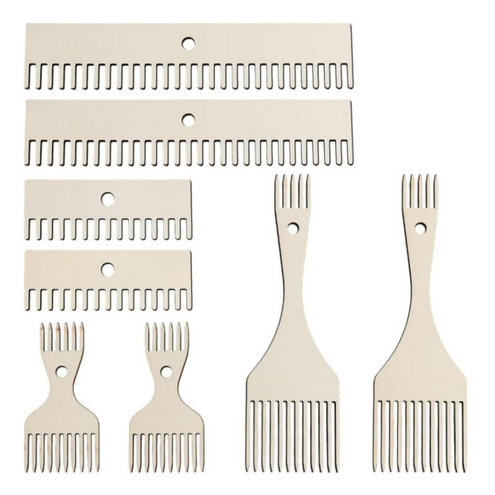 8 Pieces DIY Wooden Weaving Comb Polished Surface Double Ended Weaving Comb Easy to Use Craft Tool for Fringe Making, Set-image-16