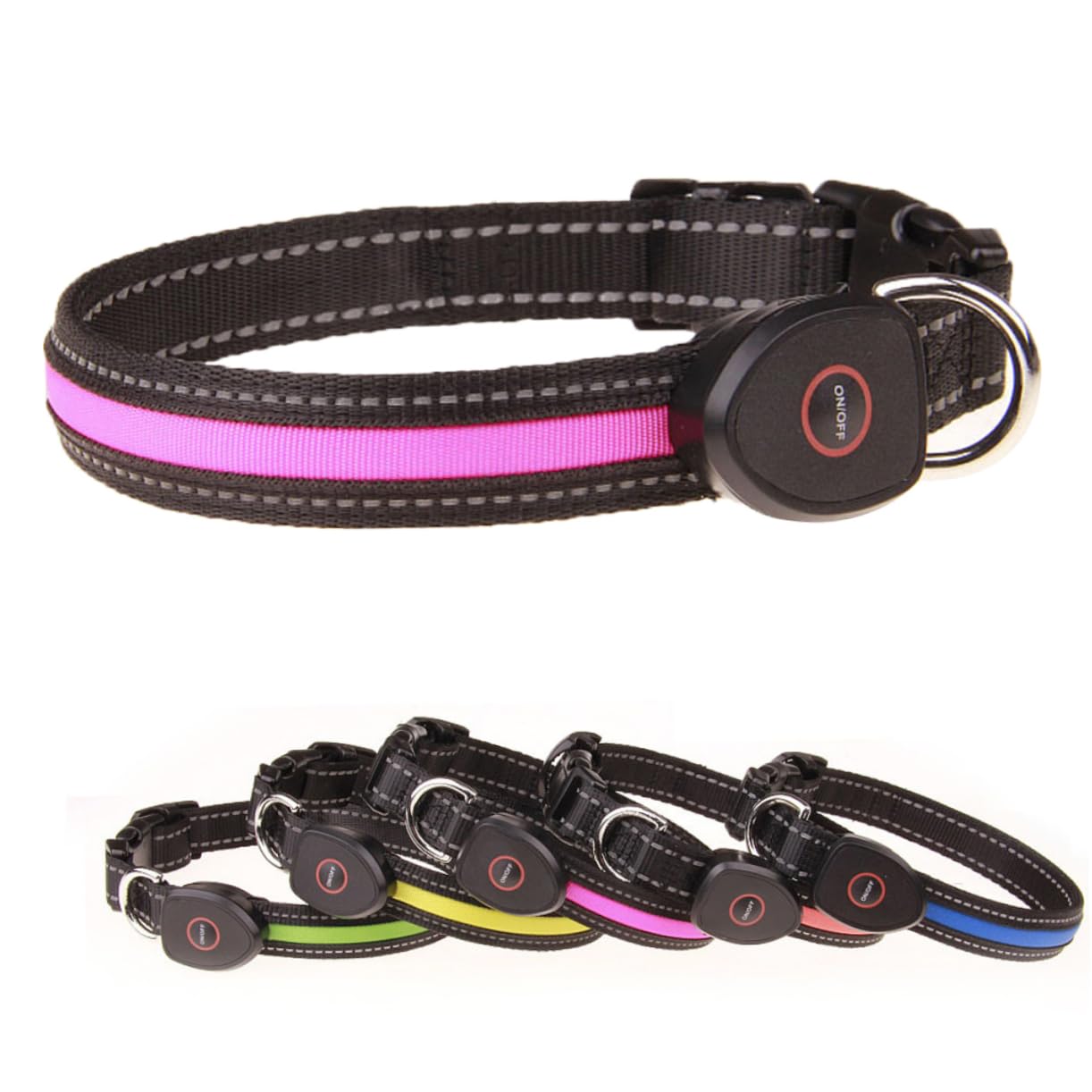 POPETPOP Collier Lumineux pour Chien 3 Pièces Réglable pour La Marche Nocturne Taille L