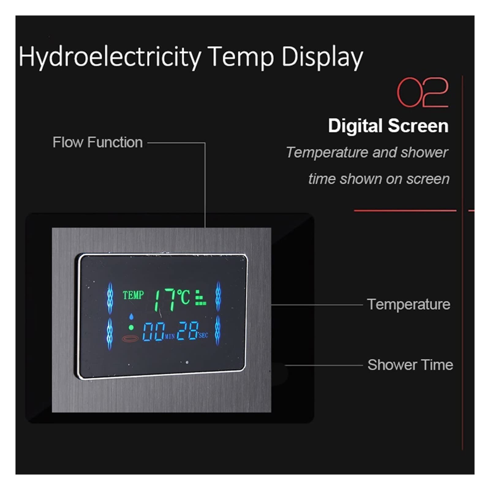 Juego de mezclador termostático de níquel negro para ducha, panel de ducha LED con 6 funciones, columna de ducha de lluvia y cascada, bañera de hidromasaje, ducha y bidé (modelo 8006 1)