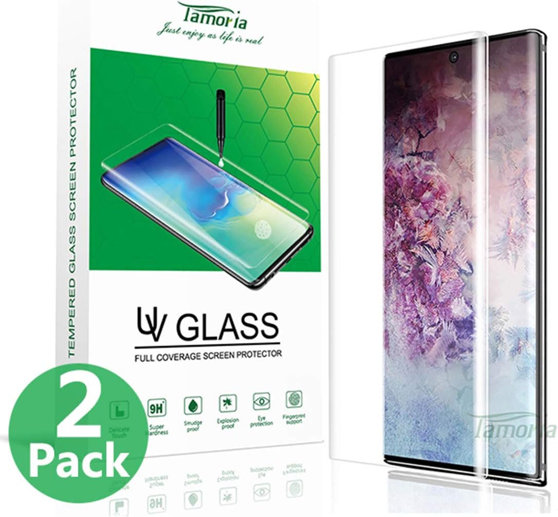 【2 Pack】 Tamoria Galaxy S20 Glass Screen Protector 0.2MM Curved Tempered Glass Fingerprint Sensor Compatible Full 3D Curved Edge Tempered Glass UV Screen Protector for Samsung Galaxy S20