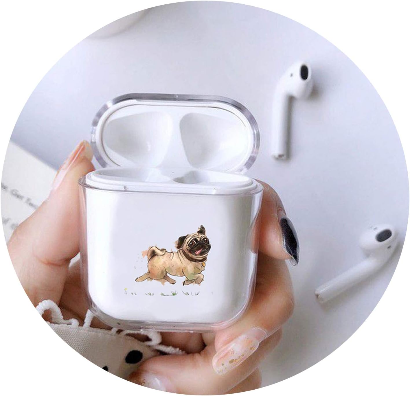Cute Case For airpods case Cartoon Dog Teddy Pug Wireless Bluetooth Earphone Clear Case For Airpods Hard Protective Case,I200536