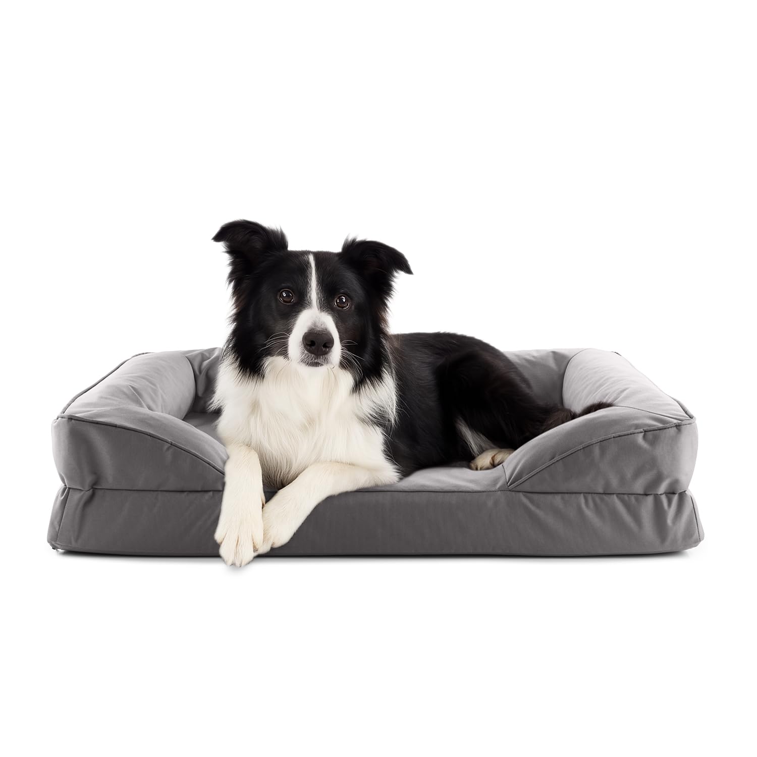 Lumaland Orthopaedic Dog Bed Outdoor & Indoor Ergonomic Dog Sofa 90 x 65 cm Ideal for Medium Dogs Non-Slip Floor Filling and Cover Washable Dog Basket Waterproof