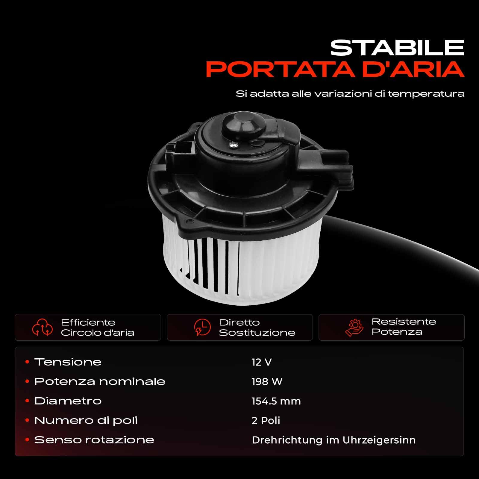 Frankberg Motore del ventilatore Ventilatore del riscaldamento Compatibile con B-Class W245 Classe A W169 Replace# 104982