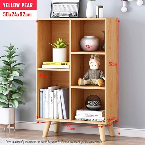 Miniatura 2 de IOTXY - Estantería de madera con espacios abiertos, 3 niveles, con patas, 5 cubos, color amarillo pera