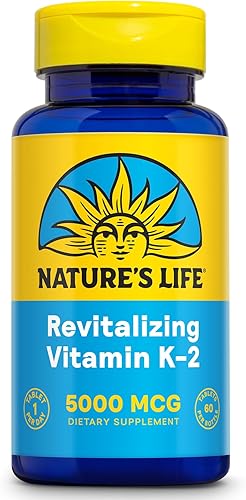 Nature's Life Vitamina K2 5000mcg | Fórmula MK4 de alta potencia ayuda a apoyar la salud ósea y cardiovascular | Sin OMG | 60 tabletas vegetarianas