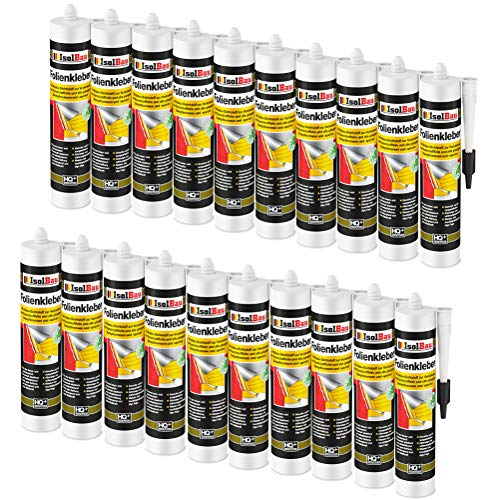Isolbau Profi Folienkleber - 20 x 450 g Bauelastischer 1K Klebe-Dichtstoff zur Verklebung von Kunststofffolie, Dampfbremsen & Dampfsperren