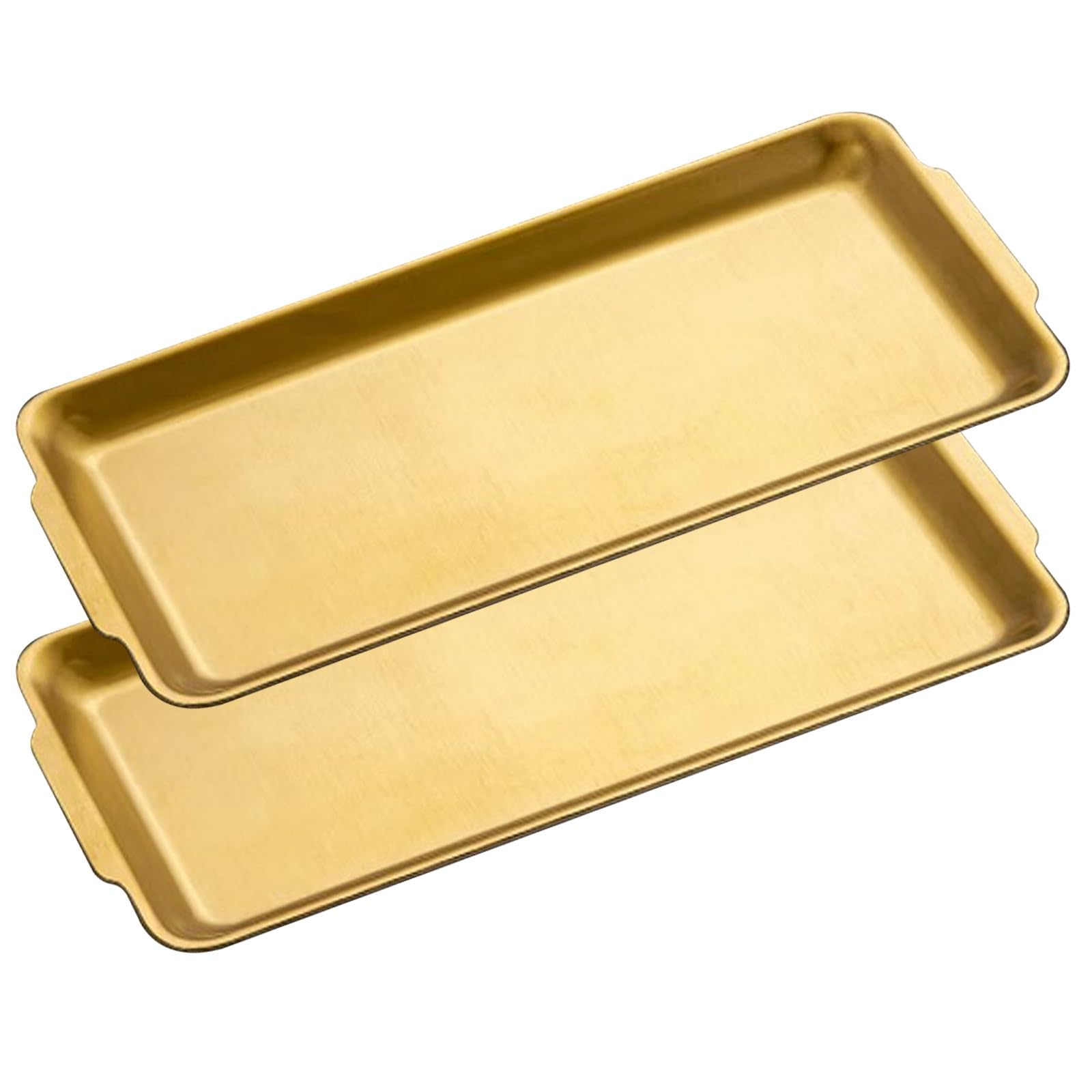 Juego de 2 Bandejas Decorativas, Bandeja Comida, Fabricadas en Acero Inoxidable, Antiadherentes, Suaves y Fáciles de Limpiar(Gold,24x40CM/9x16IN)