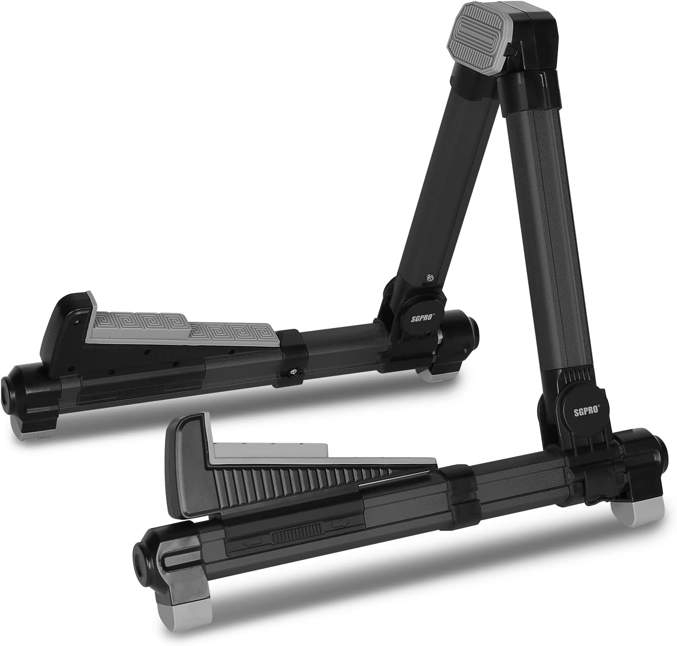 SGPRO Guitar Stand Floor With Tray & Backrest - Adjustable Instrument Stand for Electric, Acoustic, Bass, Classical Guitars, Ukulele, Mandolin, and Banjo - Superior Material & Design
