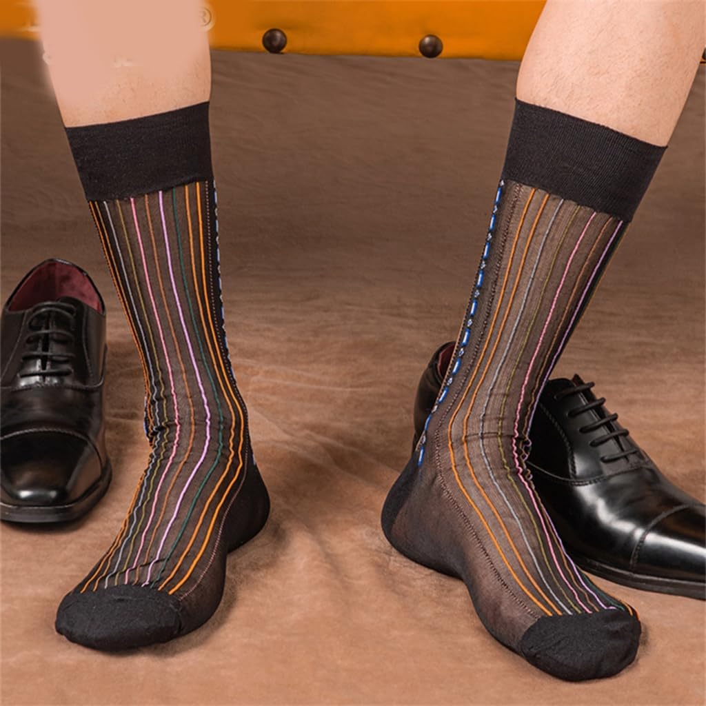 Men's Dress Socks Thin Breathable Colorful Middle Calf Design for Professional Outfit and Fashion