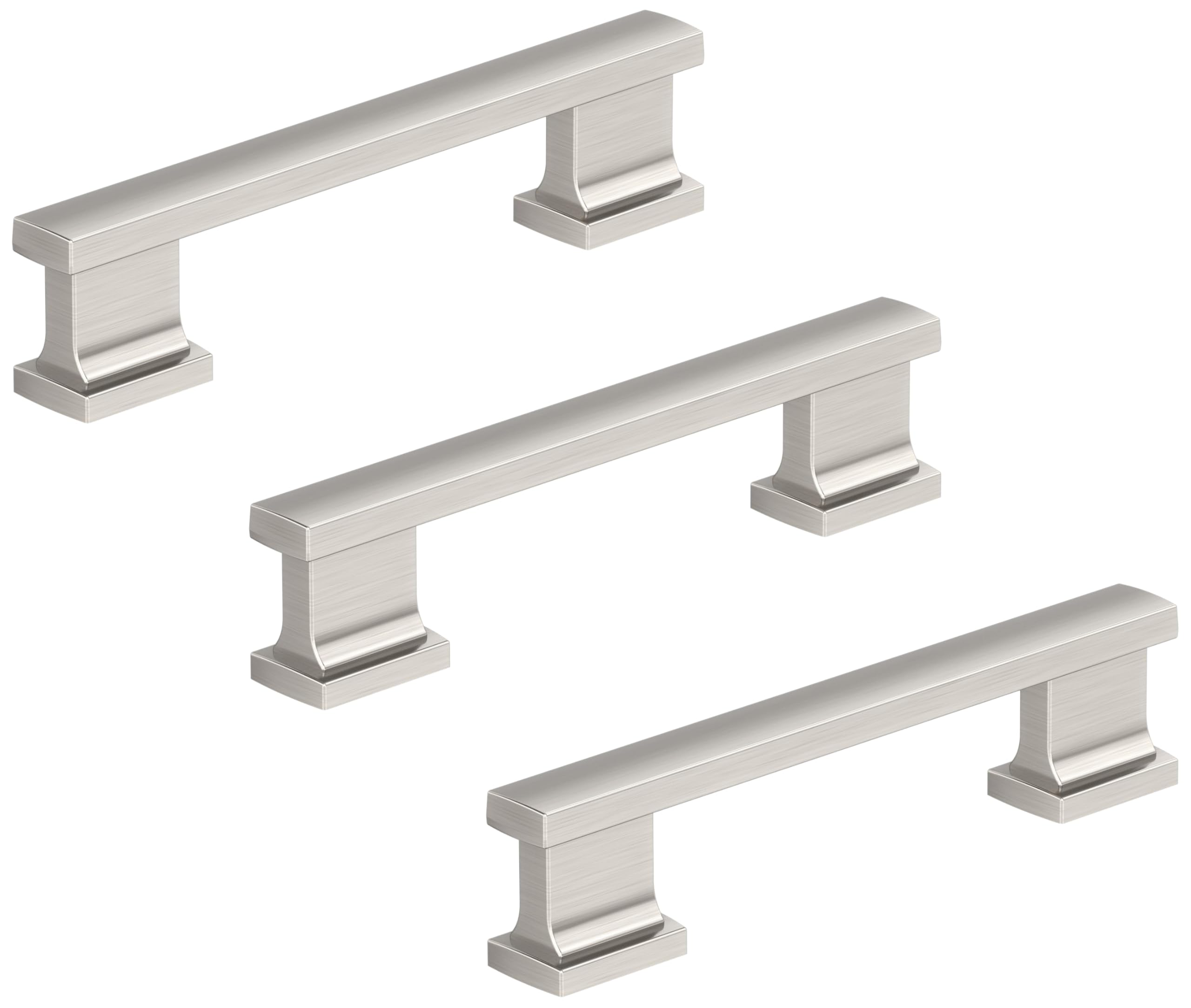Amerock 10BX37091G10 | Satin Nickel Cabinet Pull | 3-3/4 inch (96mm) Center-to-Center | 30 Pack | Triomphe | Furniture Hardware