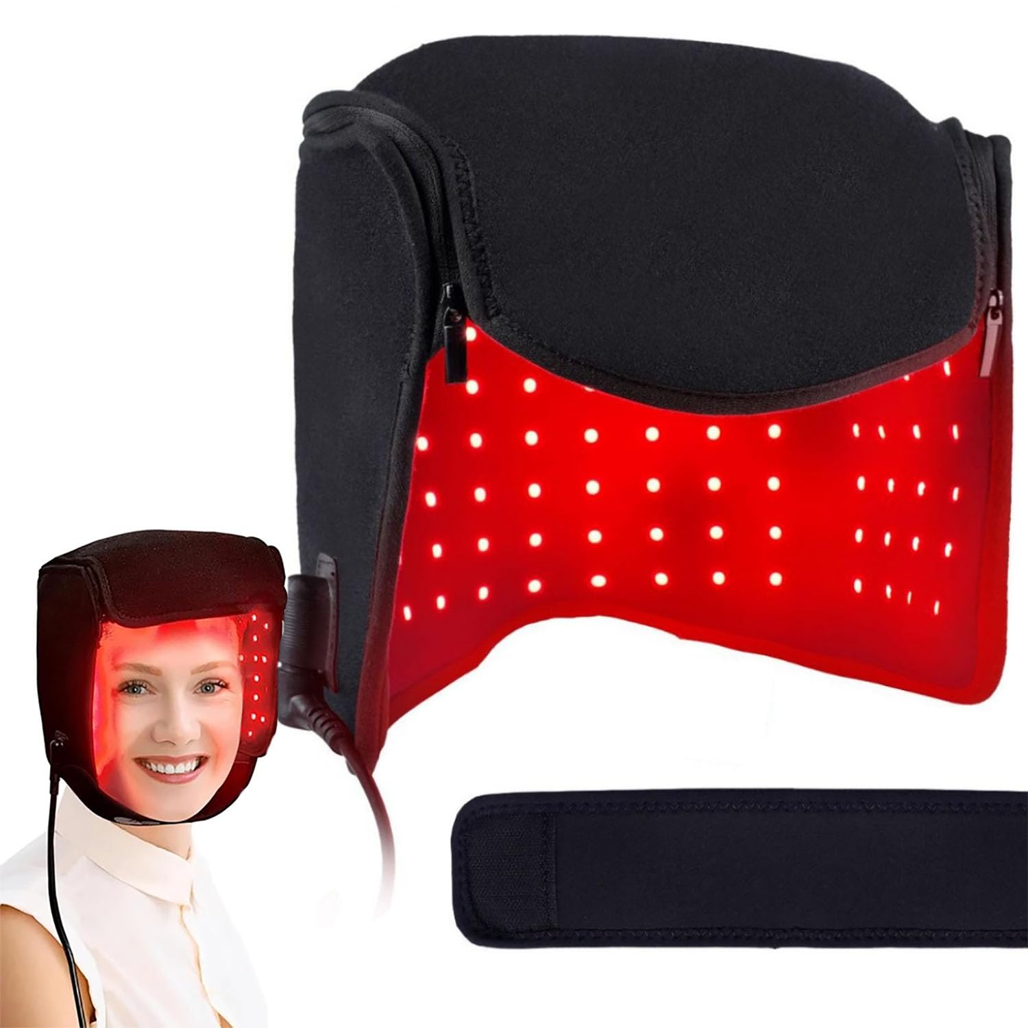 Casque De Thérapie Par Lumière Rouge LED, Casque Favorisant La Pousse Des Cheveux Avec 215 LED 660 Nm Et 850 Nm Dans Le Proche Infrarouge, Régulation De L'énergie À 5 Vitesses Et 6 Modes De Minuterie