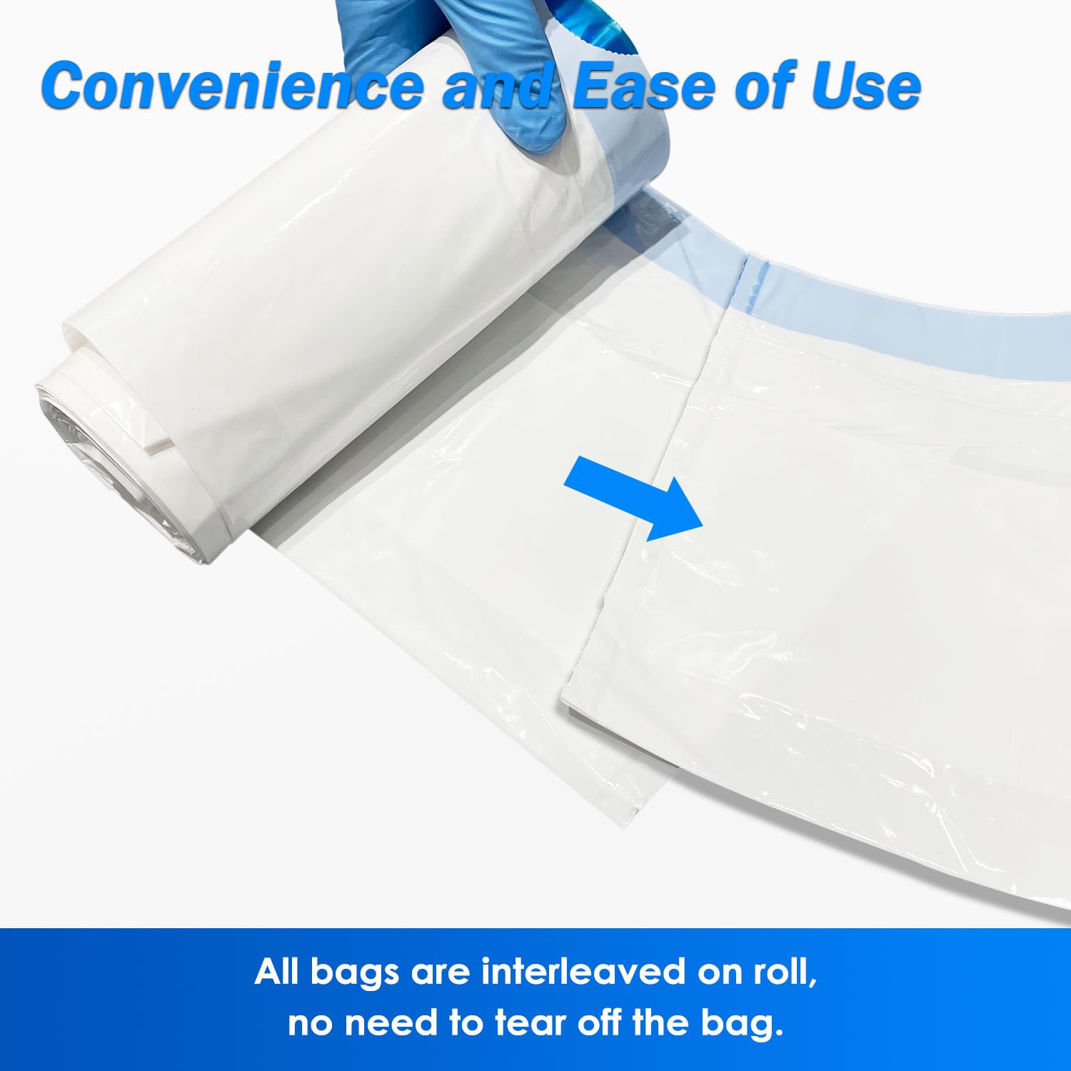 HygiCare Paquete económico de 100 bolsas de inodoro ampliadas, a prueba de fugas, grado médico, bolsa de inodoro portátil que se adapta a todas las sartenes y cubos de inodoros, bolsas intercaladas en