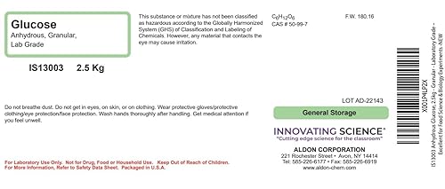 Miniatura 2 de ALDON Innovating Science Glucosa anhidra, 5.5 lbs - Granular - Grado de laboratorio - Excelente para experimentos de ciencia de alimentos y biología