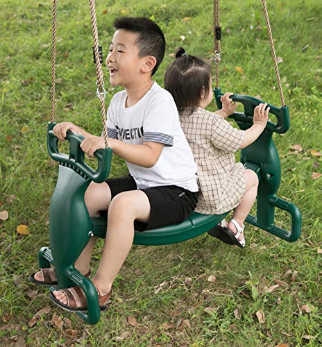 Outdoor Swingset Plastic Double Glider Playground Patio 2 Person Kids Fun Swing, Green by PLAYBERG - Used condition - US$86.46