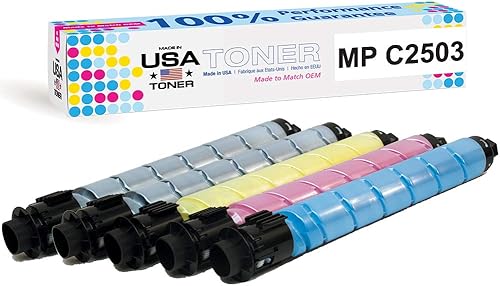 MADE IN USA TONER Repuesto compatible para Ricoh MP C2003 MP C2503 MP C2004 MP C2504 Lanier Savin MP C2003 MP C2503 (2 x Negro, 1 x Cian, 1 x