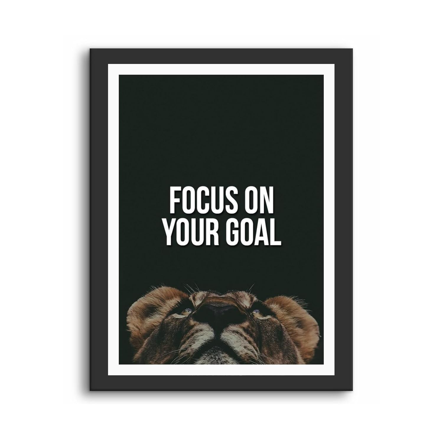 AANCHAL WORLD | "Focus On Your Goal Lion Motivational Quote Wall Art Painting | 14X11 Inch (35X28 Cm) | Black Framed Modern Art For Home, Office, Study Decor | Ready To Hang-image-17