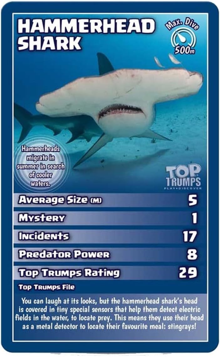 Top Trumps Card Game Sharks - Family Learning Games for Kids and Adults for 2+ Players - Kid War Games for Families for 6 Plus Kids