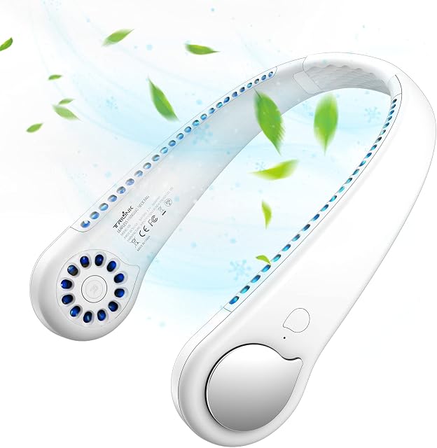TRILINK Portable Bladeless Neck Fan with 360° Airflow, Mini USB Rechargeable Electric Fan, Personal fan Hands Free Wearable Neckband Small Fans Cooling Quiet for Kids Home Office Travel Sports Outdoor
