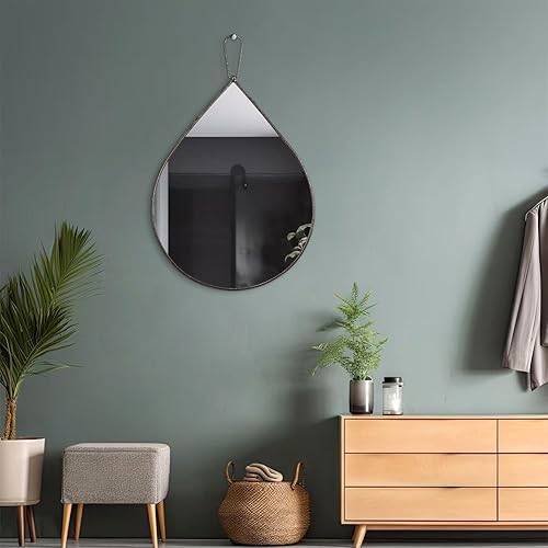 Miniatura 29 de Pequeños espejos de pared decorativos con forma de lágrima blanca, espejos de pared ovalados irregulares para sala de estar, baño, dormitorio, Blanco