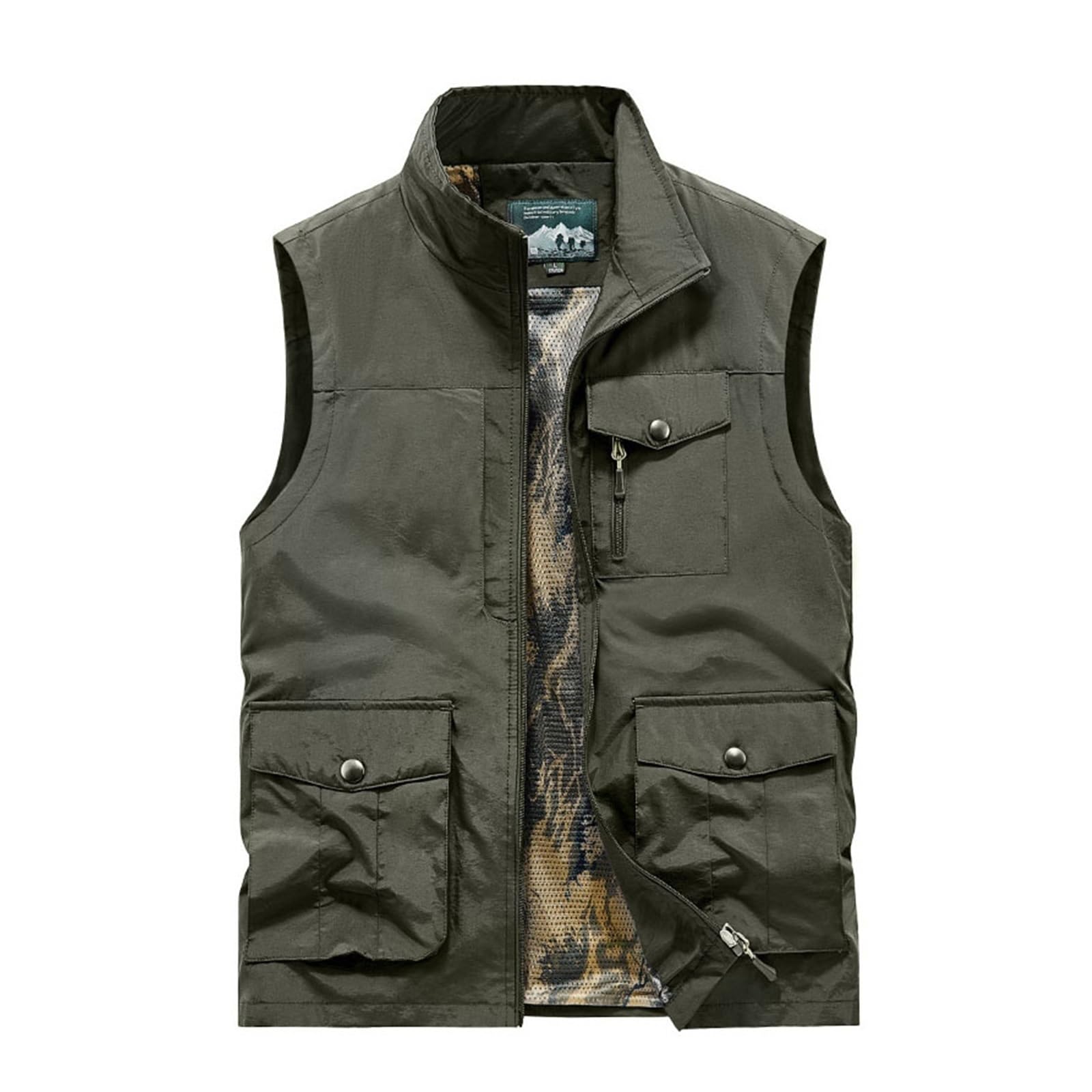 CLSQLXYJZC Gilet Pesca Estivo Esterni, Gilet Da Pesca Senza Maniche Traspirante Multitasche Da Uomo Per Il Tempo Libero Per Attività All'aperto Safari, Giacca Lavoro Antivento Impermeabile