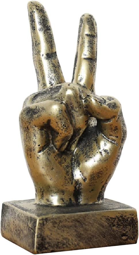 Creative Statues and Abstract Hand Sculptures for Home & Office Decor,Finger Signs Marks Figurines (Gold Yes)