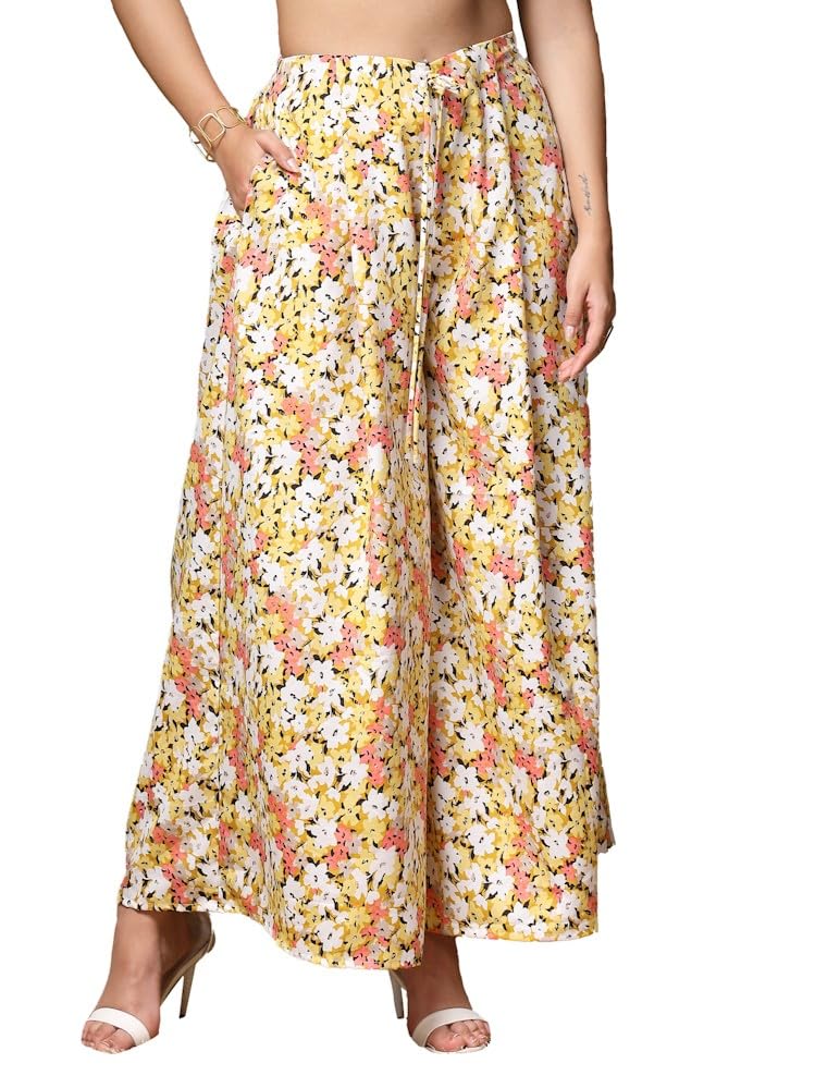 oomph! Women Crepe Flared Printed Palazzo Elasticated Waist Loose-fit & Regular, Casual Wear-picture-33