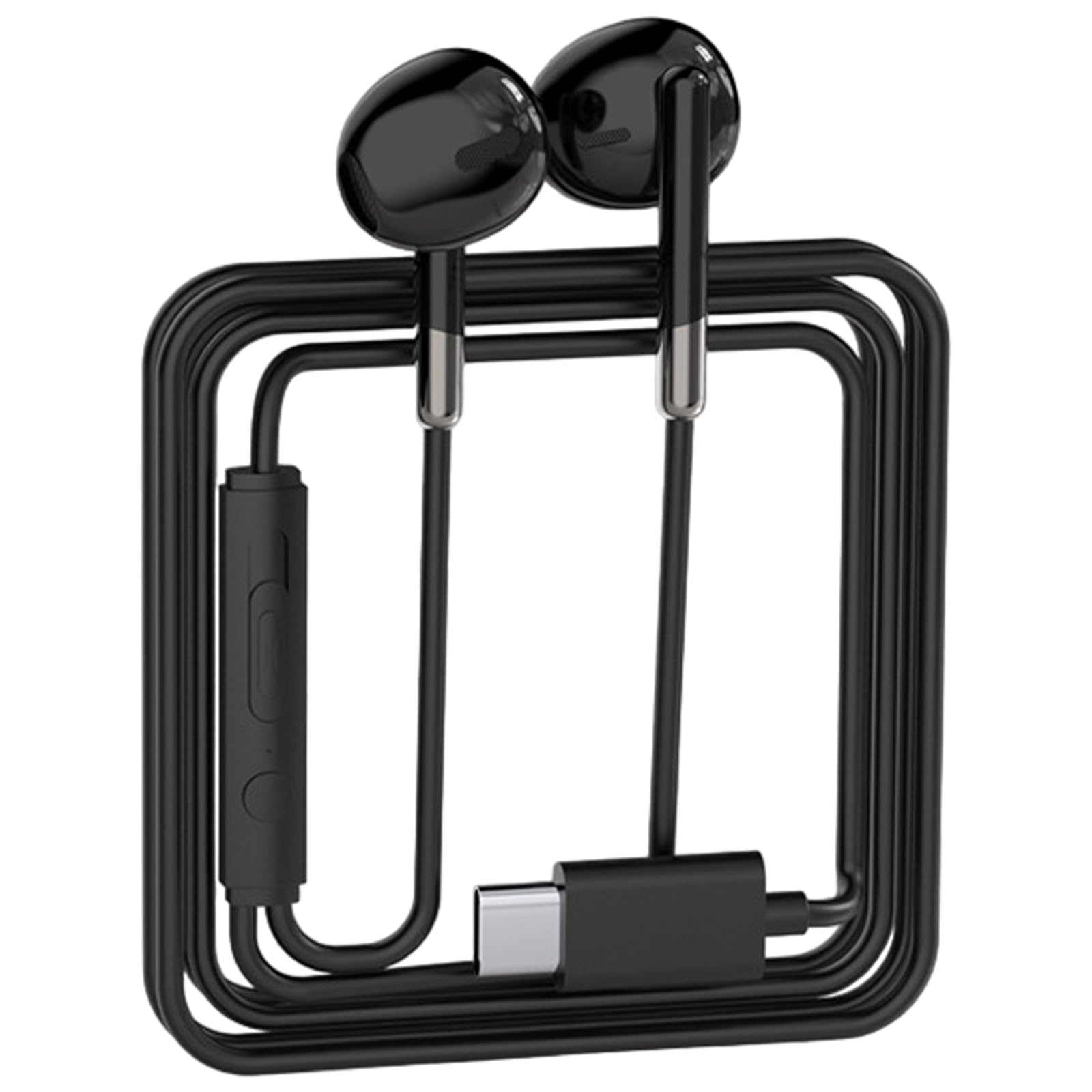 Ousidiman HiFi Stereo Earphones Half In Ear Headphone with Microphone and Cord Control 3.5mm/USB C Noise Isolating Earbud